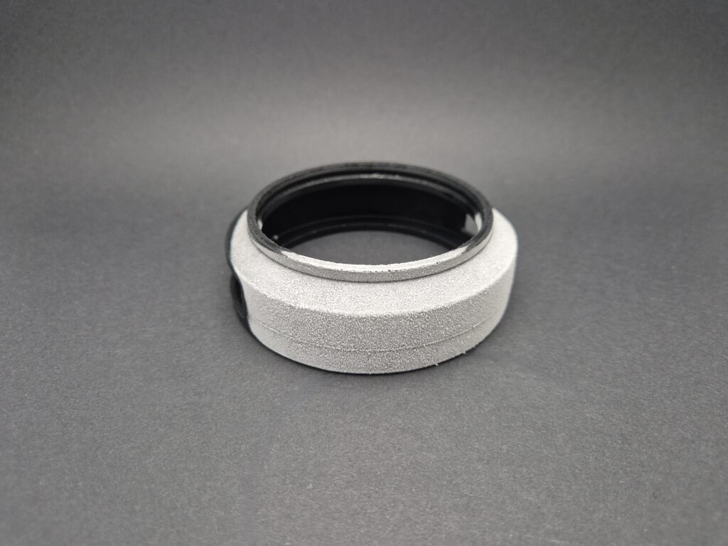 Representation of a "frozen" rubber moulded part after cryogenic deflashing.